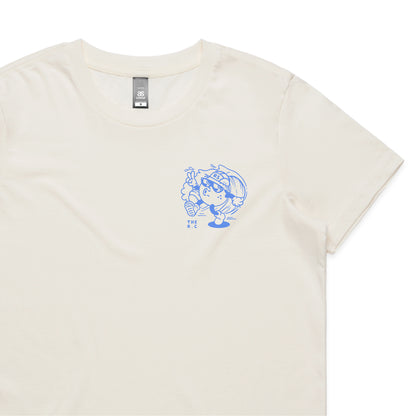 Womens Run Club Tee - Natural/Blue