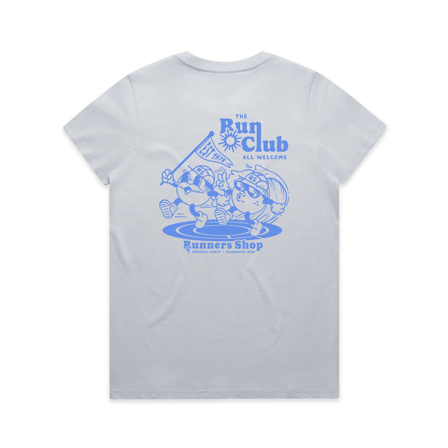 Womens Run Club Tee - Powder/Blue