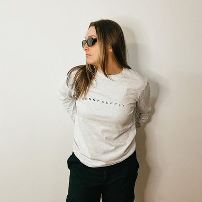 Unisex Supply Long Sleeve Tee - White Marle